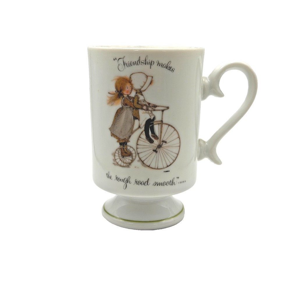 Holly Hobbie Vtg 1973 Porcelain Footed Mug Friendship Makes Road Smooth